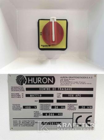 Typenschild CNC Bearbeitungszentrum HURON VX6 APC bei KRAFFTER 90072